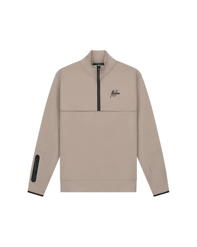 Malelions Sport Counter Half Zip Taupe ms1-aw24-15-336