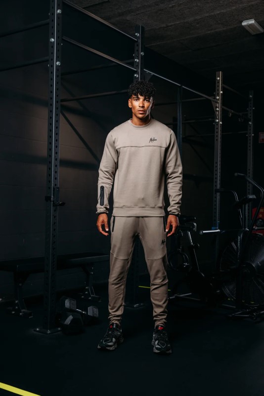 Malelions Sport Counter Trackpants Taupe ms1-aw24-25-336