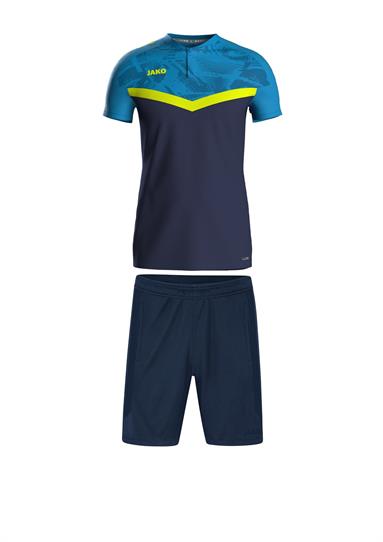 Polo Iconic + Short Power marine/Jako blauw/fluogeel