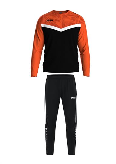 Sweater Iconic + Trainingsbroek Power zwart/fluo oranje